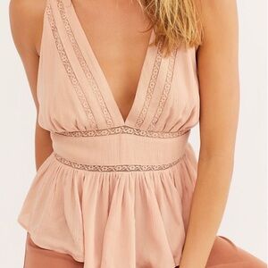 FREE PEOPLE Peach‎ Backless Hold on Tight Top Small